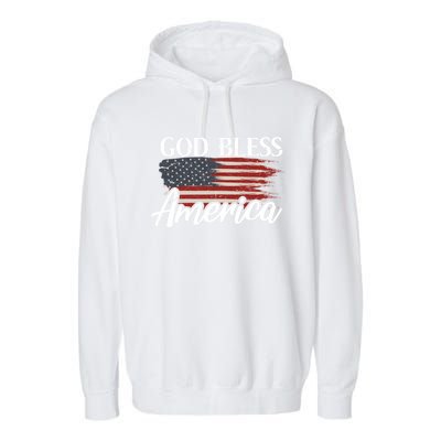 God Bless America 4th Of July Patriotic Usa Gift Garment-Dyed Fleece Hoodie