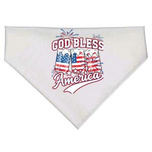 God Bless America 4th Of July Beer Us Flag Fireworks Gift USA-Made Doggie Bandana