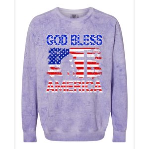 God Bless America 4th Of July Usa Flag Patriotic Christian Gift Colorblast Crewneck Sweatshirt