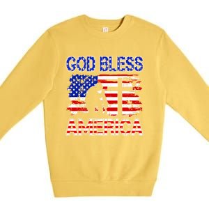 God Bless America 4th Of July Usa Flag Patriotic Christian Gift Premium Crewneck Sweatshirt