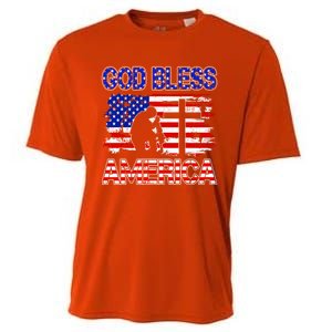 God Bless America 4th Of July Usa Flag Patriotic Christian Gift Cooling Performance Crew T-Shirt