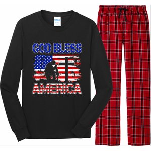 God Bless America 4th Of July Usa Flag Patriotic Christian Gift Long Sleeve Pajama Set