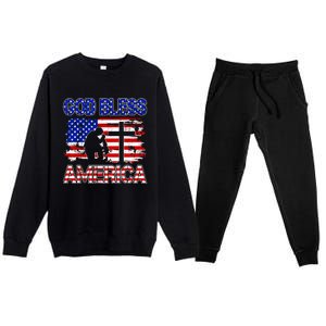 God Bless America 4th Of July Usa Flag Patriotic Christian Gift Premium Crewneck Sweatsuit Set