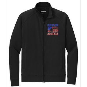 God Bless America 4th Of July Usa Flag Patriotic Christian Gift Stretch Full-Zip Cadet Jacket