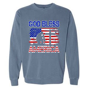 God Bless America 4th Of July Usa Flag Patriotic Christian Gift Garment-Dyed Sweatshirt