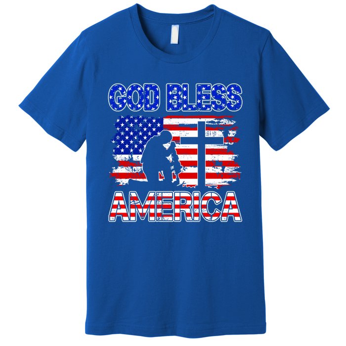 God Bless America 4th Of July Usa Flag Patriotic Christian Gift Premium T-Shirt