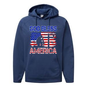 God Bless America 4th Of July Usa Flag Patriotic Christian Gift Performance Fleece Hoodie