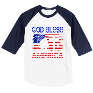 God Bless America 4th Of July Usa Flag Patriotic Christian Gift Baseball Sleeve Shirt