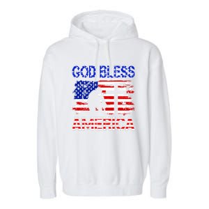 God Bless America 4th Of July Usa Flag Patriotic Christian Gift Garment-Dyed Fleece Hoodie