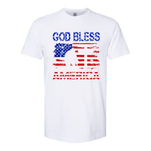 God Bless America 4th Of July Usa Flag Patriotic Christian Gift Softstyle CVC T-Shirt