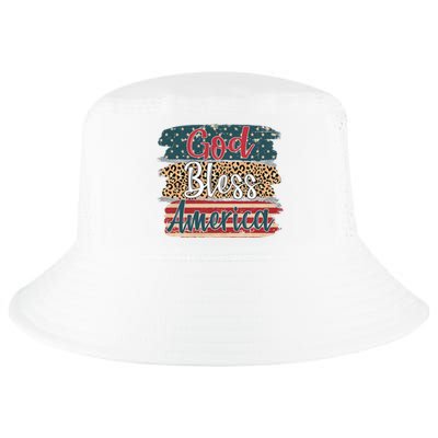 God Bless America Brush Stroke Leopard America Flag 4th July Cool Comfort Performance Bucket Hat