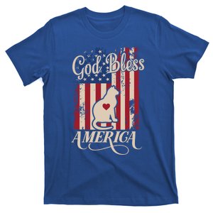 God Bless America Cat American Flag Patriotic Gift T-Shirt