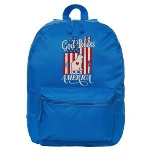 God Bless America Cat American Flag Patriotic Gift 16 in Basic Backpack