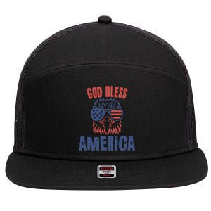 God Bless America American Flag Patriotic Eagle Gift Cute Gift 7 Panel Mesh Trucker Snapback Hat