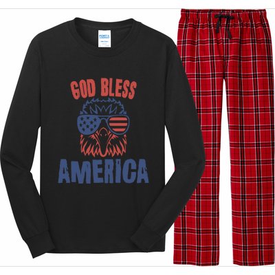 God Bless America American Flag Patriotic Eagle Gift Cute Gift Long Sleeve Pajama Set