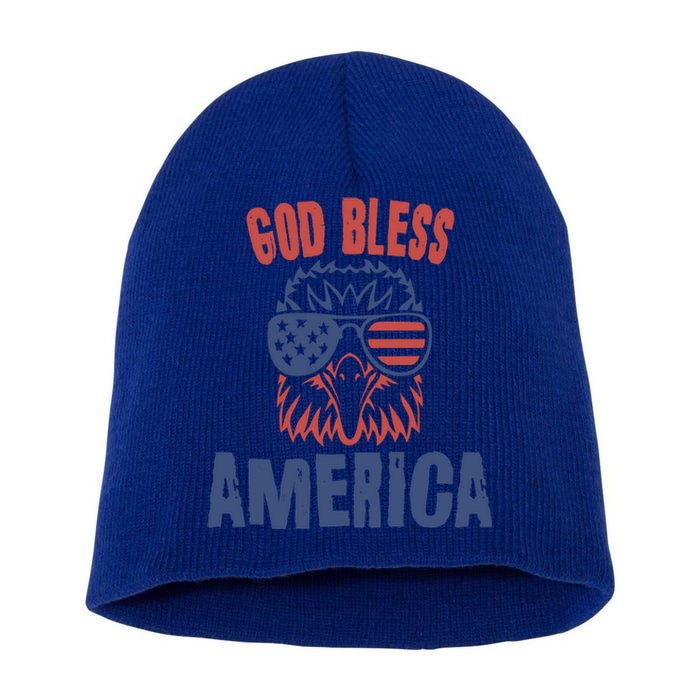 God Bless America American Flag Patriotic Eagle Gift Cute Gift Short Acrylic Beanie