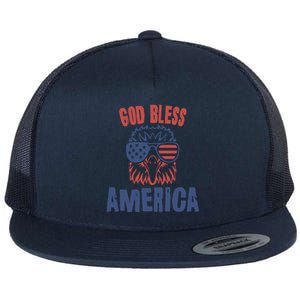 God Bless America American Flag Patriotic Eagle Gift Cute Gift Flat Bill Trucker Hat