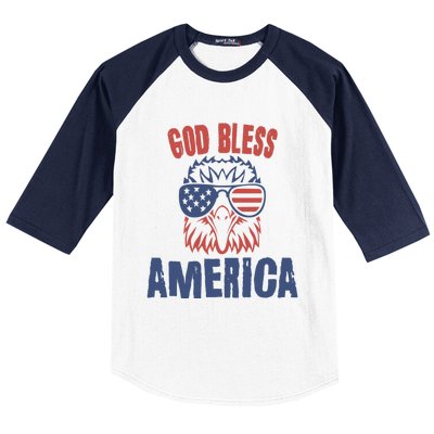 God Bless America American Flag Patriotic Eagle Gift Cute Gift Baseball Sleeve Shirt