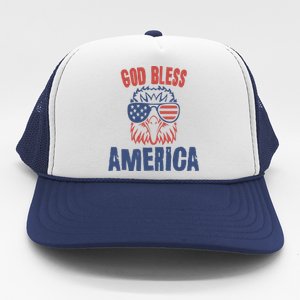 God Bless America American Flag Patriotic Eagle Gift Cute Gift Trucker Hat