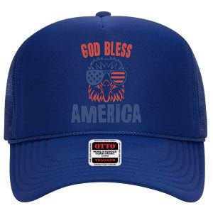 God Bless America American Flag Patriotic Eagle Gift Cute Gift High Crown Mesh Back Trucker Hat