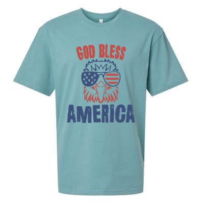 God Bless America American Flag Patriotic Eagle Gift Cute Gift Sueded Cloud Jersey T-Shirt