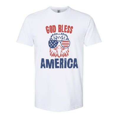 God Bless America American Flag Patriotic Eagle Gift Cute Gift Softstyle CVC T-Shirt