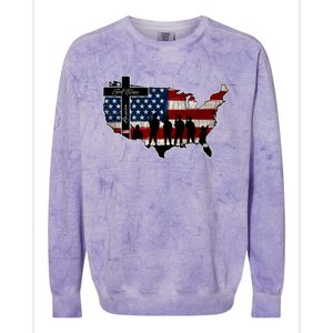 God Bless America For Patriotic Independence Day 4th Of July Gift Colorblast Crewneck Sweatshirt