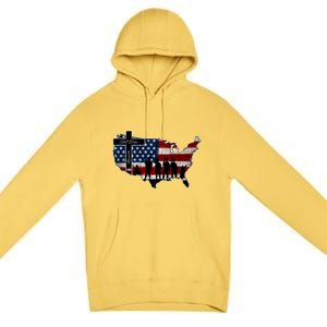 God Bless America For Patriotic Independence Day 4th Of July Gift Premium Pullover Hoodie