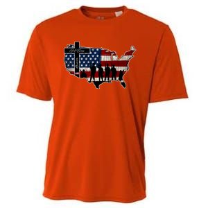 God Bless America For Patriotic Independence Day 4th Of July Gift Cooling Performance Crew T-Shirt