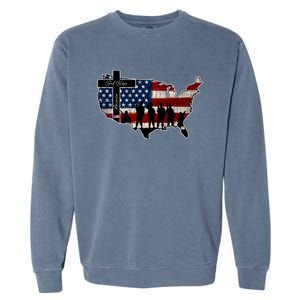 God Bless America For Patriotic Independence Day 4th Of July Gift Garment-Dyed Sweatshirt