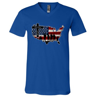 God Bless America For Patriotic Independence Day 4th Of July Gift V-Neck T-Shirt