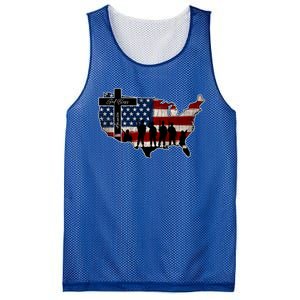 God Bless America For Patriotic Independence Day 4th Of July Gift Mesh Reversible Basketball Jersey Tank