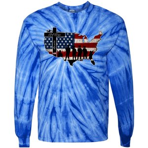 God Bless America For Patriotic Independence Day 4th Of July Gift Tie-Dye Long Sleeve Shirt