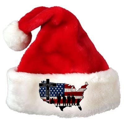 God Bless America For Patriotic Independence Day 4th Of July Gift Premium Christmas Santa Hat