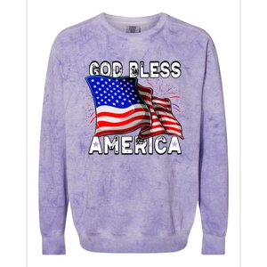 God Bless America Patriotic Usa Flag 4th Of July Gift Colorblast Crewneck Sweatshirt