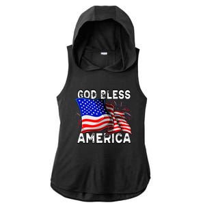 God Bless America Patriotic Usa Flag 4th Of July Gift Ladies PosiCharge Tri-Blend Wicking Draft Hoodie Tank