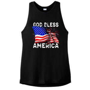 God Bless America Patriotic Usa Flag 4th Of July Gift Ladies PosiCharge Tri-Blend Wicking Tank