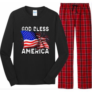 God Bless America Patriotic Usa Flag 4th Of July Gift Long Sleeve Pajama Set