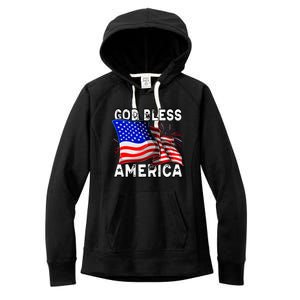 God Bless America Patriotic Usa Flag 4th Of July Gift Women's Fleece Hoodie