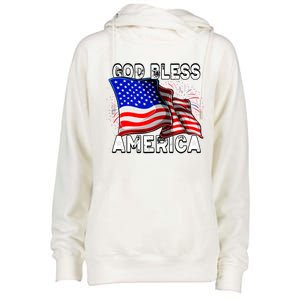 God Bless America Patriotic Usa Flag 4th Of July Gift Womens Funnel Neck Pullover Hood