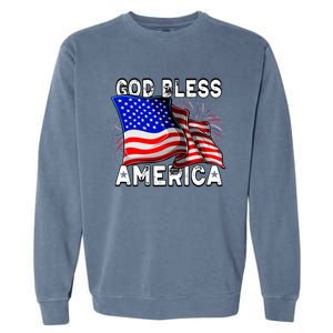 God Bless America Patriotic Usa Flag 4th Of July Gift Garment-Dyed Sweatshirt