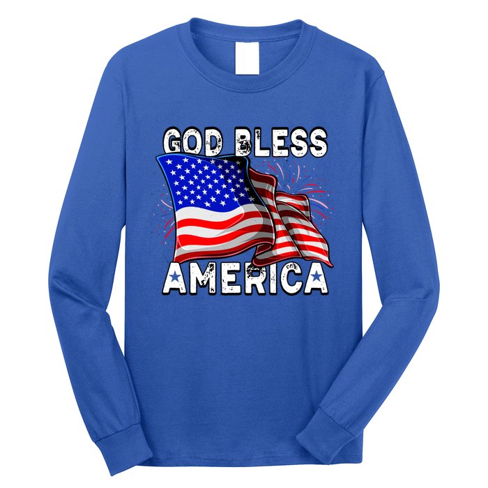 God Bless America Patriotic Usa Flag 4th Of July Gift Long Sleeve Shirt