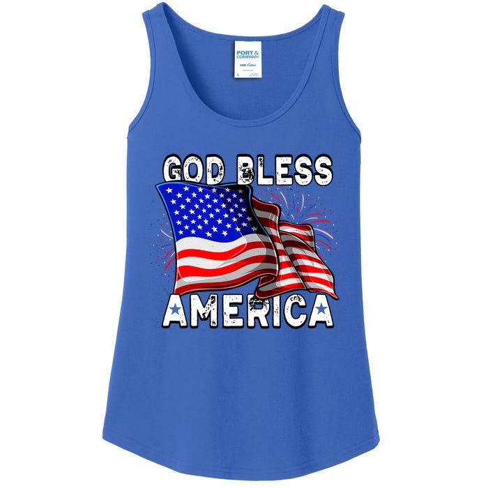 God Bless America Patriotic Usa Flag 4th Of July Gift Ladies Essential Tank