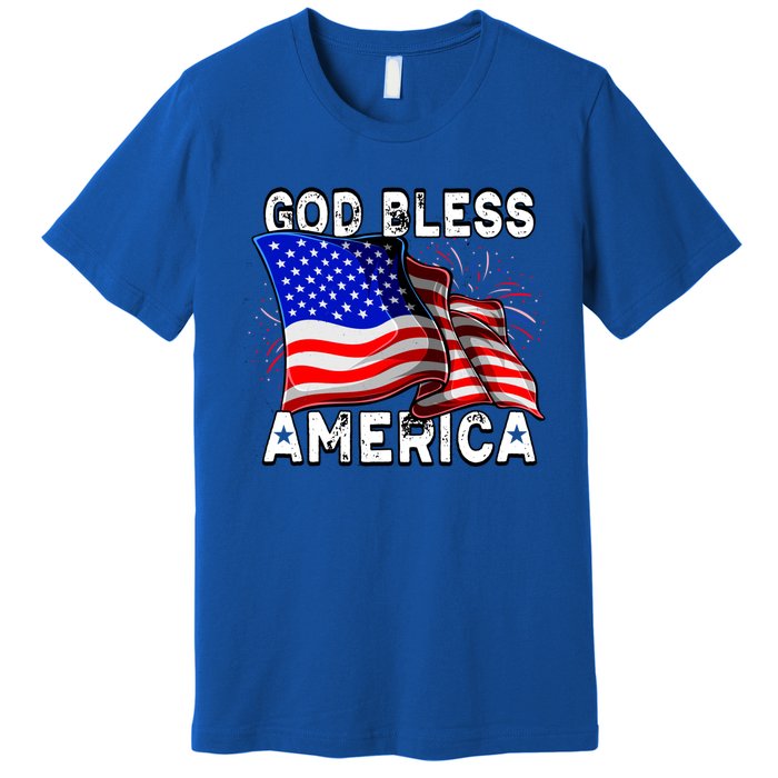 God Bless America Patriotic Usa Flag 4th Of July Gift Premium T-Shirt