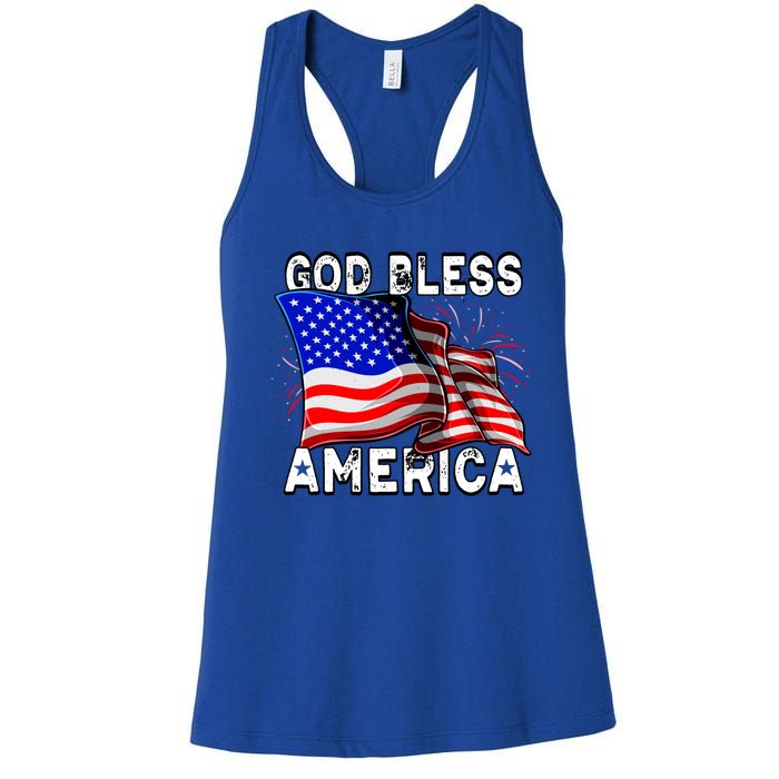 God Bless America Patriotic Usa Flag 4th Of July Gift Women's Racerback Tank