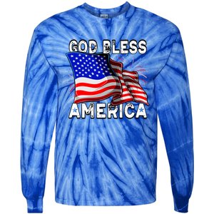 God Bless America Patriotic Usa Flag 4th Of July Gift Tie-Dye Long Sleeve Shirt