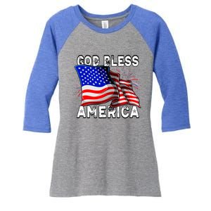 God Bless America Patriotic Usa Flag 4th Of July Gift Women's Tri-Blend 3/4-Sleeve Raglan Shirt