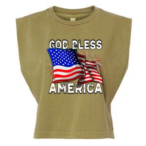 God Bless America Patriotic Usa Flag 4th Of July Gift Garment-Dyed Women's Muscle Tee