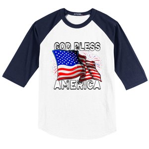 God Bless America Patriotic Usa Flag 4th Of July Gift Baseball Sleeve Shirt