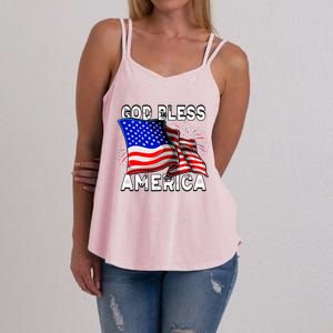 God Bless America Patriotic Usa Flag 4th Of July Gift Women's Strappy Tank